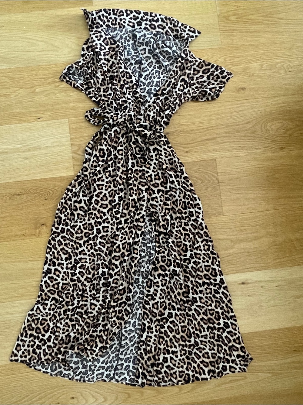 Leopard Print Wrap Dress Buttoned Front